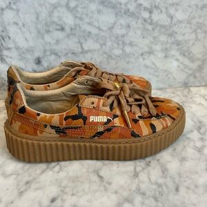 Puma FENTY by Rihanna Creeper Sneakers Orange Camo Platform | Women’s 6